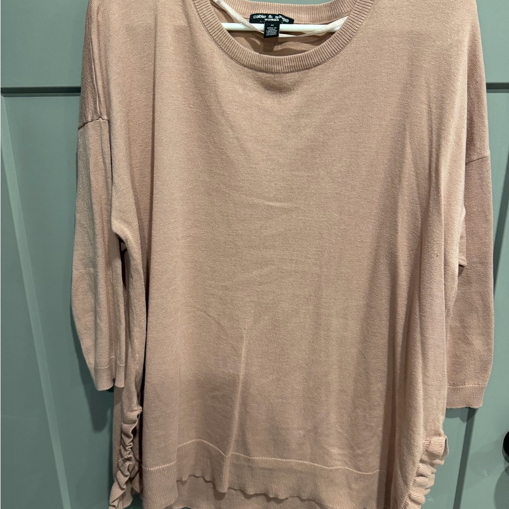 Cable & Gauge Dusty Blush Scoop-Neck Lightweight Sweatshirt